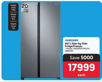 SAMSUNG 647 L Side-by-Side Fridge/Freezer