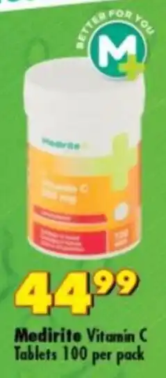 Shoprite Medirite Vitamin C Tablets 100 per pack offer