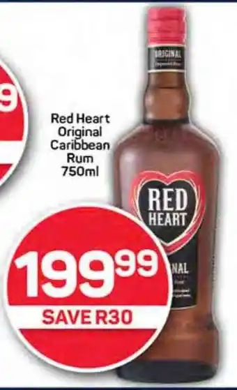 Pick n Pay Red Heart Original Caribbean Rum 750ml offer