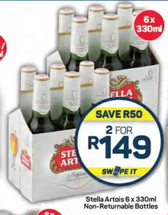 Pick n Pay Stella Artois 6 x 330ml Non-Returnable Bottles offer