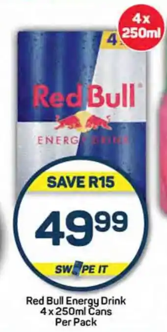 Pick n Pay Red Bull Energy Drink 4x 250ml Cans Per Pack offer