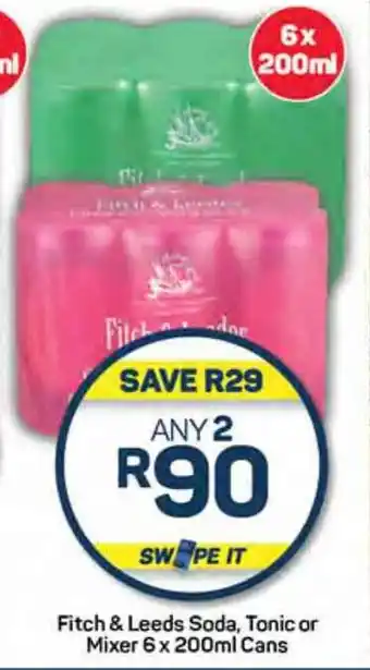 Fitch & Leeds Soda, Tonic or Mixer 6 x 200ml Cans