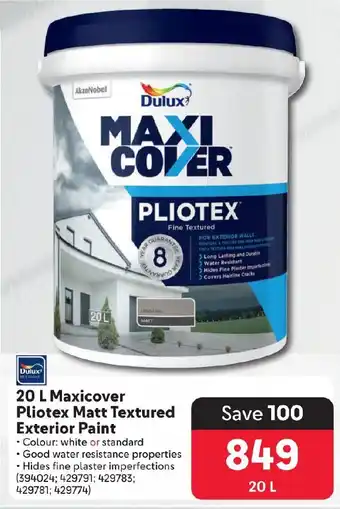 Makro Dulux 20 L Maxicover Pliotex Matt Textured Exterior Paint offer