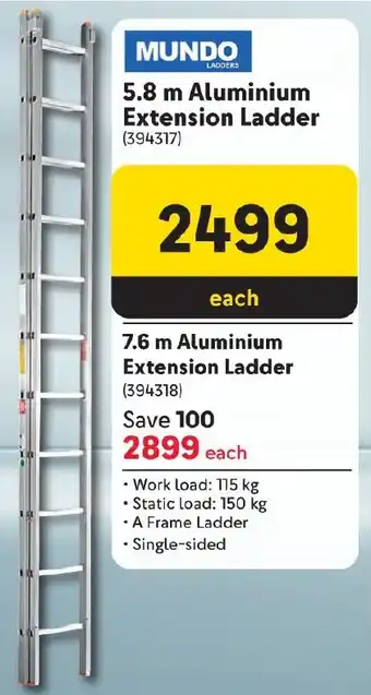 Makro MUNDO 5.8 m Aluminium Extension Ladder offer