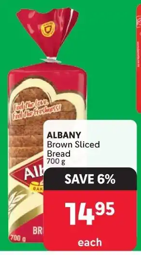 Makro ALBANY Brown Sliced Bread 700g offer