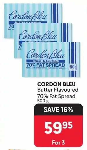 Makro CORDON BLEU Butter Flavoured 70% Fat Spread 500g offer