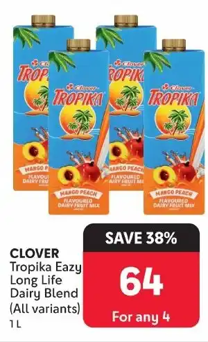 Makro CLOVER Tropika Eazy Long Life Dairy Blend (All variants) 1L offer