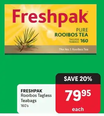 FRESHPAK Rooibos Tagless Teabags 160's