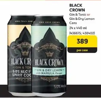 Makro BLACK CROWN Gin & Tonic or Gin & Dry Lemon Cans offer