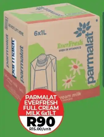 1UP PARMALAT EVERFRESH FULL CREAM MILK 6x1LT offer