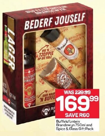 Buffelsfontein Brandewyn 750ml and Spice & Glass Gift Pack offer at ...