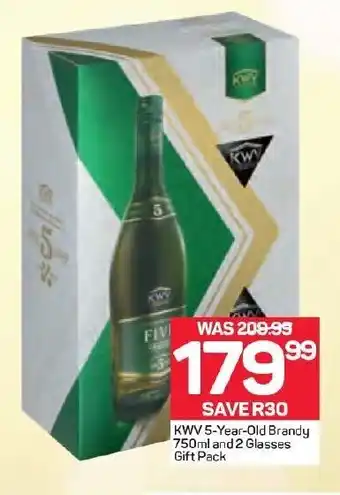 KMW 5_year-Old Brandy 750ml and 2 Glasses Gift Pack