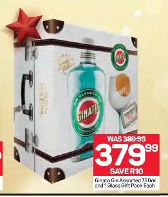 Pick n Pay Liquor Ginato Gin Assorted 750ml and 1 Glass Pack each offer