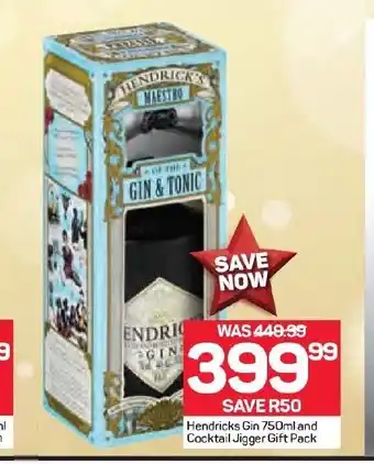 Pick n Pay Liquor Hendricks Gin 750ml and Cocktail Jigger Gift Pack offer