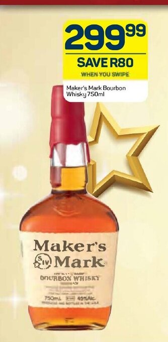 Pick n Pay Liquor Maker's Mark Bourbon Whisky 750ml offer