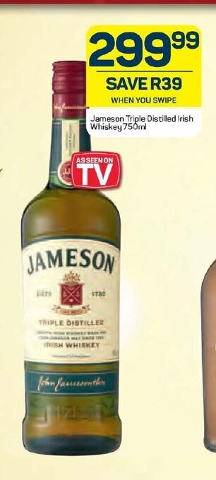 Pick n Pay Liquor Jameson Triple Distilled Irish Whiskey 750ml offer
