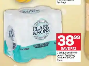 Pick n Pay Liquor Clark & Sons Bitter Lemon Sparkling Drink 6 x 250ml Cans offer