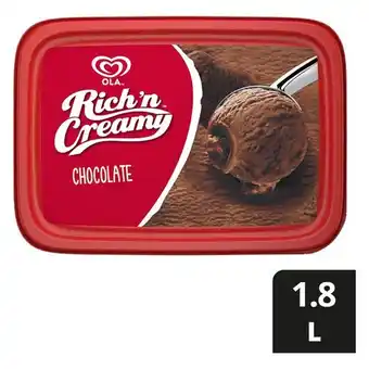 Ola Rich n Creamy Chocolate Flavoured Ice Cream Tub 1.8L