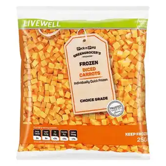 PnP Live Well Frozen Diced Carrots 250g
