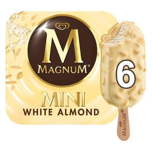 Magnum Mini White Almond Ice Cream in White Chocolate Multi-Pack 6 x ...