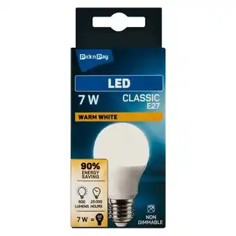 Pick n Pay Liquor PnP 7w Edison Screw Warm White Classic Led offer