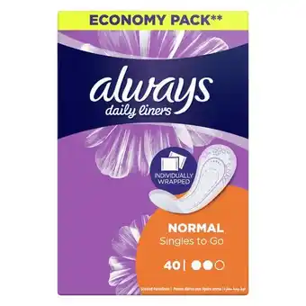 Pick n Pay Liquor Always Pantyliners Regular Wrapped 40ea offer