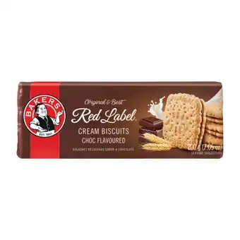 Checkers Liquor Shop Bakers Red Label Chocolate Flavoured Cream Biscuits 200g offer