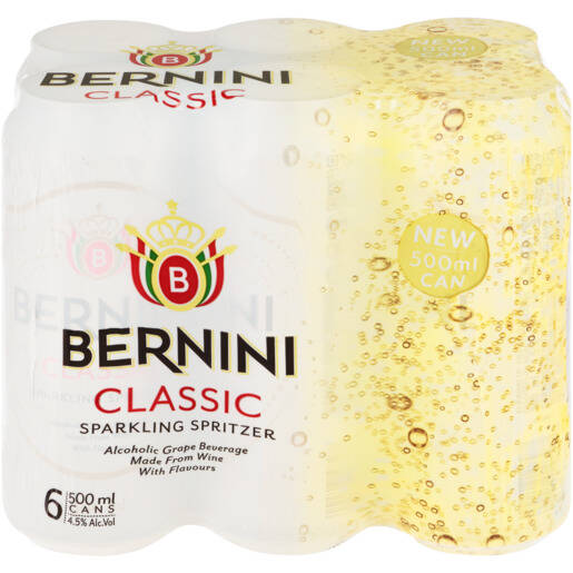 Bernini Classic Sparkling Spritzer Can 6 x 500ml offer at Checkers ...