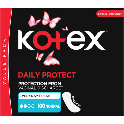 Kotex Normal Daily Protect Unscented Pantyliners 100 Pack offer at