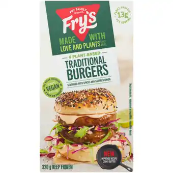 Fry's Frozen Traditional Meat Free Burgers 320g
