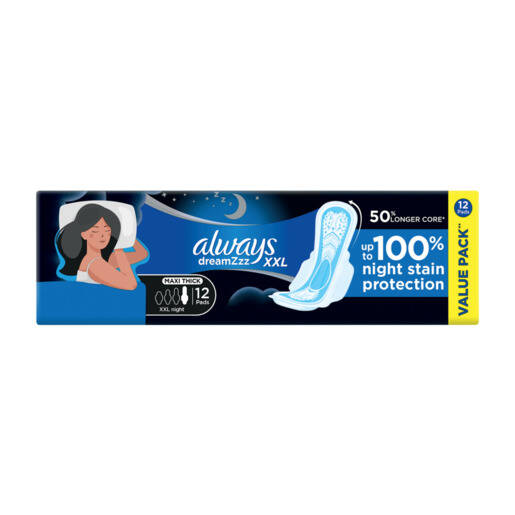 Always Dreamzzz Maxi Thick Sanitary Pads XXL12 Pack offer at Checkers