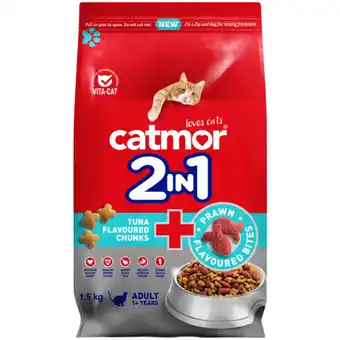 Catmor 2-In-1 Tuna Flavoured Chunks & Prawn Flavoured Bites Adult Cat Food 1.5kg