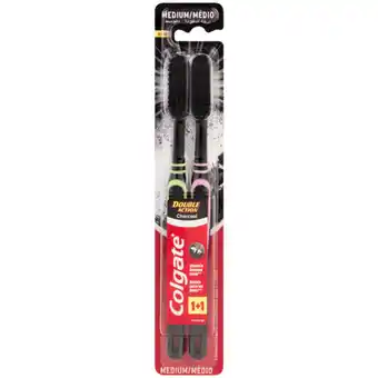 Colgate Double Action Medium Charcoal Toothbrush 2 Pack
