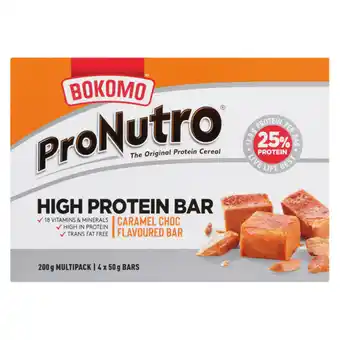 Checkers Liquor Shop ProNutro Caramel Choc Flavoured High Protein Bar Pack 4 x 50g offer