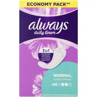 Checkers Liquor Shop Always Comfort Protect Daily Liners 40 Pack offer