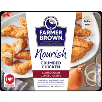 Farmer Brown Nourish Sourdough Coated Frozen Crumbed Chicken Strips 400g