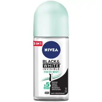 Checkers Liquor Shop NIVEA Black & White Fresh Mist Ladies Roll-On 50ml offer