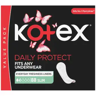 Checkers Liquor Shop Kotex Daily Protect Unscented Slim Pantyliners 88 Pack offer