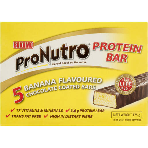 Bokomo ProNutro Banana Flavoured Protein Bar 5 x 35g offer at Checkers ...