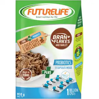 Checkers Liquor Shop Futurelife Bran Flakes & Barley with Probiotic Capsules 910g offer