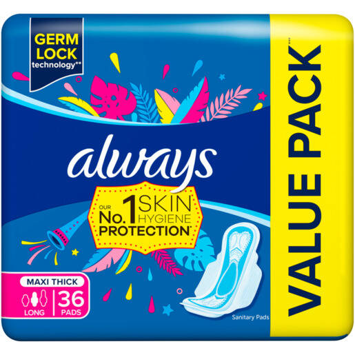 Always Long Maxi Thick Sanitary Pads 36 Pack offer at Checkers Liquor Shop