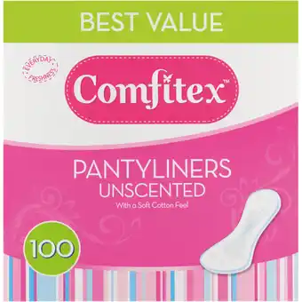 Comfitex Unscented Pantyliners 100 Pack