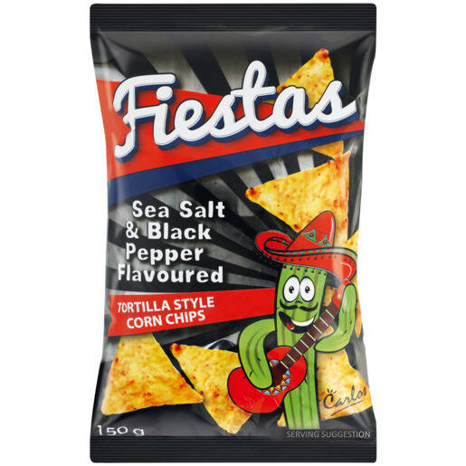 Fiestas Sea Salt & Black Pepper Tortilla Style Corn Chips 150g offer at