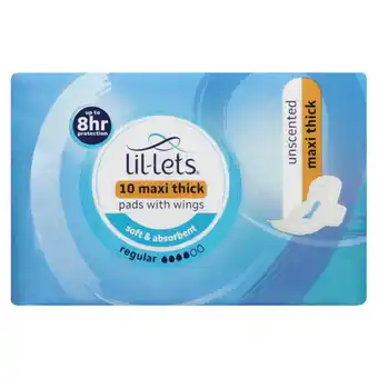 Checkers Liquor Shop Lil-Lets Unscented Regular Winged Maxi Thick Pads 10 Pack offer