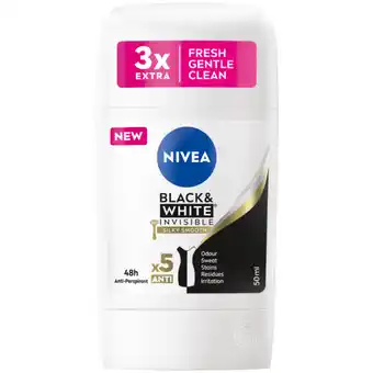 NIVEA Black & White Invisible Silky Smooth Anti-Perspirant Stick 50ml