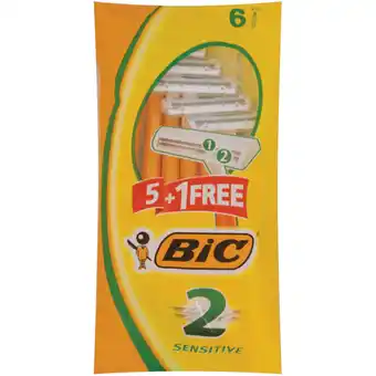 BIC 2 Sensitive Men's Disposable Razors Pouch 5 Pack +1 Free