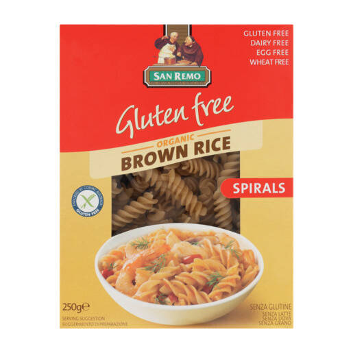 San Remo Gluten Free Organic Brown Rice Spirals Pasta 250g offer at ...