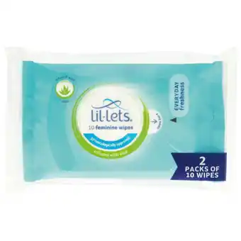 Checkers Liquor Shop Lil-Lets Aloe Infused Feminine wipes 2 x 10 Pack offer