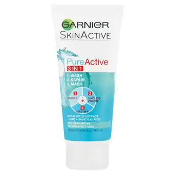 Checkers Liquor Shop Garnier 3-In-1 Pure Active Face Cleanser 50ml offer