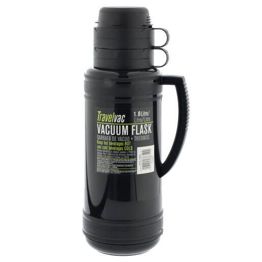 Travelvac Black Plastic Vacuum Flask 1.8L offer at Checkers Liquor Shop
